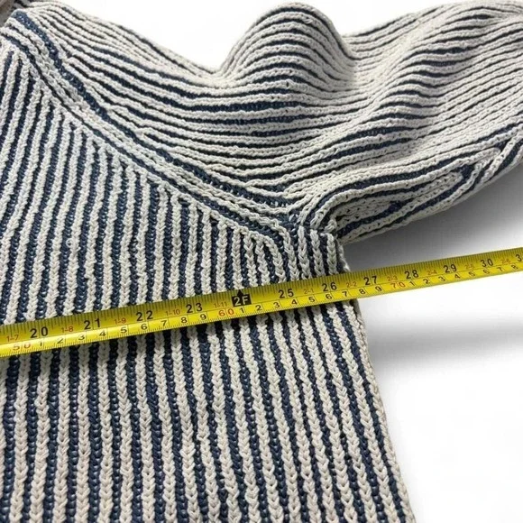 Aerie Sugar Rush Chenille Knit V Neck Collar Pullover Sweater Blue White XL - Picture 7 of 8